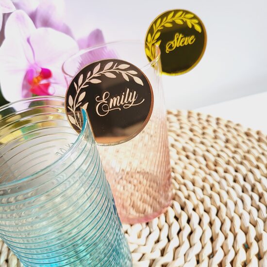 Personalizēts dekors glāzei Apaļi ar gravējumu